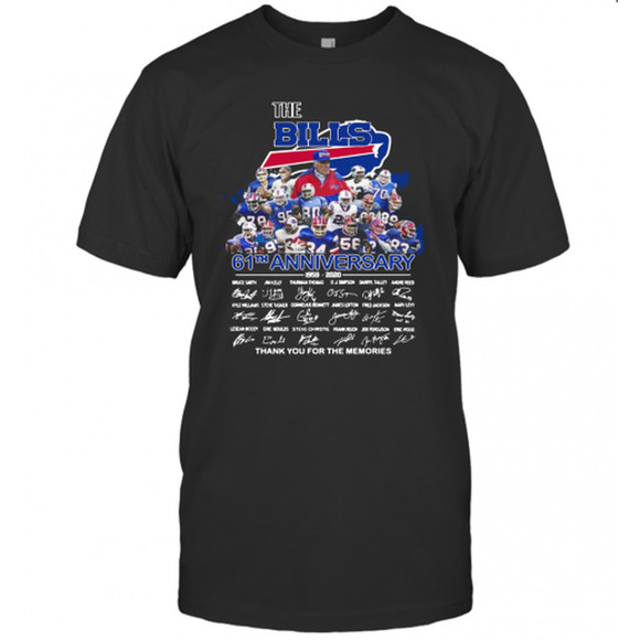 The Buffalo Bills 61Th Anniversary Thank You For The Memories Signature T-Shirt - Picture 1 of 4